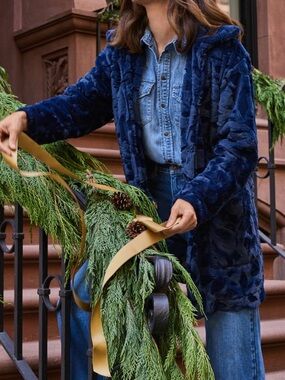 NEW JOHNNY WAS faux fur coat in navy